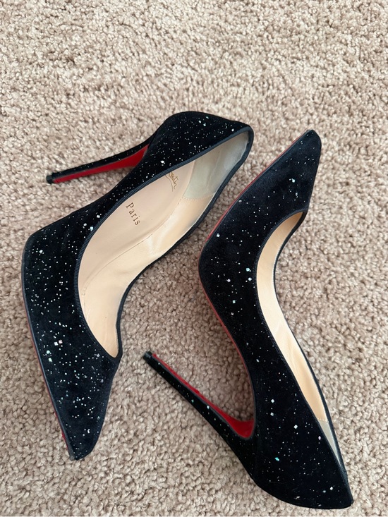 Christian Louboutin Shoes - Christian louboutin Black Glitter Pointed Toe Stiletto Pumps